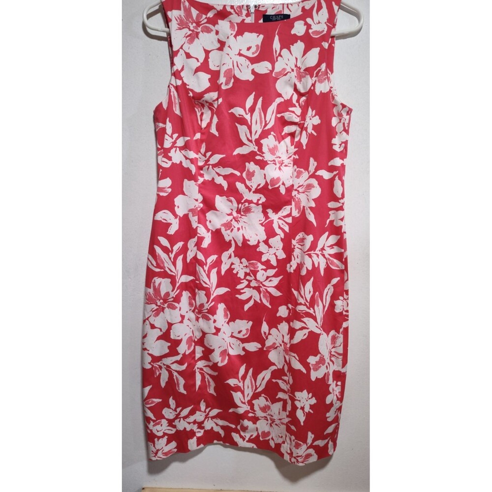 Chaps Dress women Size 10 Sleeveless Round Neck Sheath Knee Length Floral